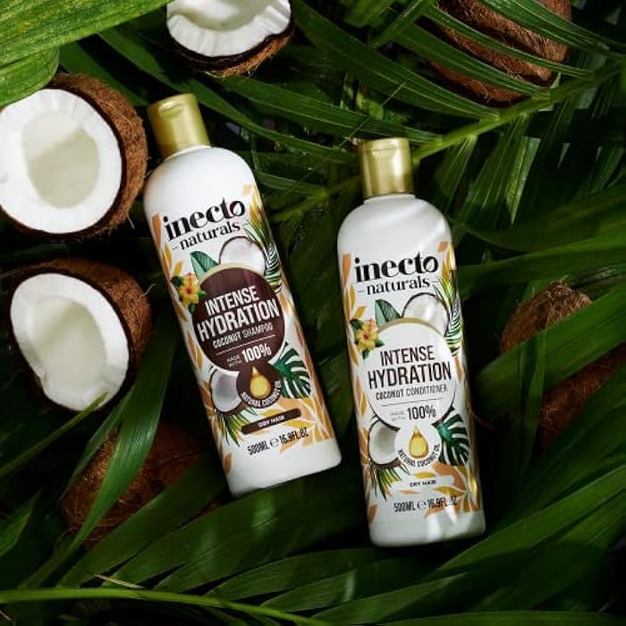 INECTO Natural Coconut Shampoo 500ml, Super-Creamy Infused with Pure Organic Coconut Oil, Silky Smooth Relief, Hydrated Hair - Image 4